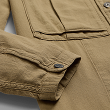 Load image into Gallery viewer, RRL - L/S Cotton Safari Infantry Overshirt in Dark Tan.
