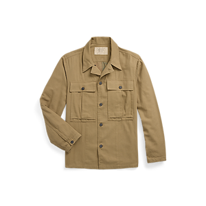 RRL - L/S Cotton Safari Infantry Overshirt in Dark Tan.