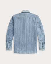 Load image into Gallery viewer, RRL - Indigo Striped Double-Faced Workshirt in Indigo - back.
