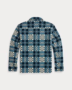 RRL - Patterned Jacquard Overshirt in Cream/Navy - back.