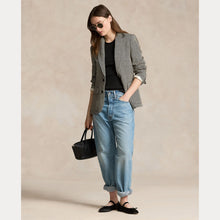 Load image into Gallery viewer, Model wearing Polo Ralph Lauren - Herringbone Linen Blend Heritage Blazer in Black/Cream Herringbone.

