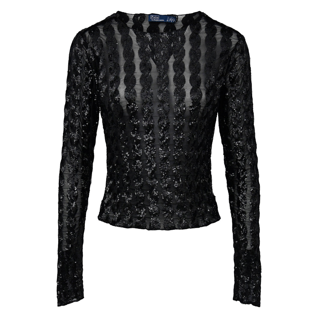 Polo Ralph Lauren - Sequin Cable Knit Topi n Black.