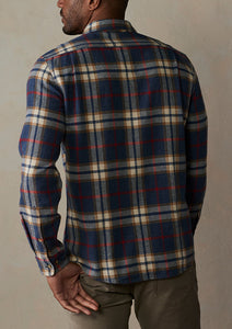Model Wearing The Normal Brand - Hudson Double Brushed Flannel In Eventide Plaid - back.