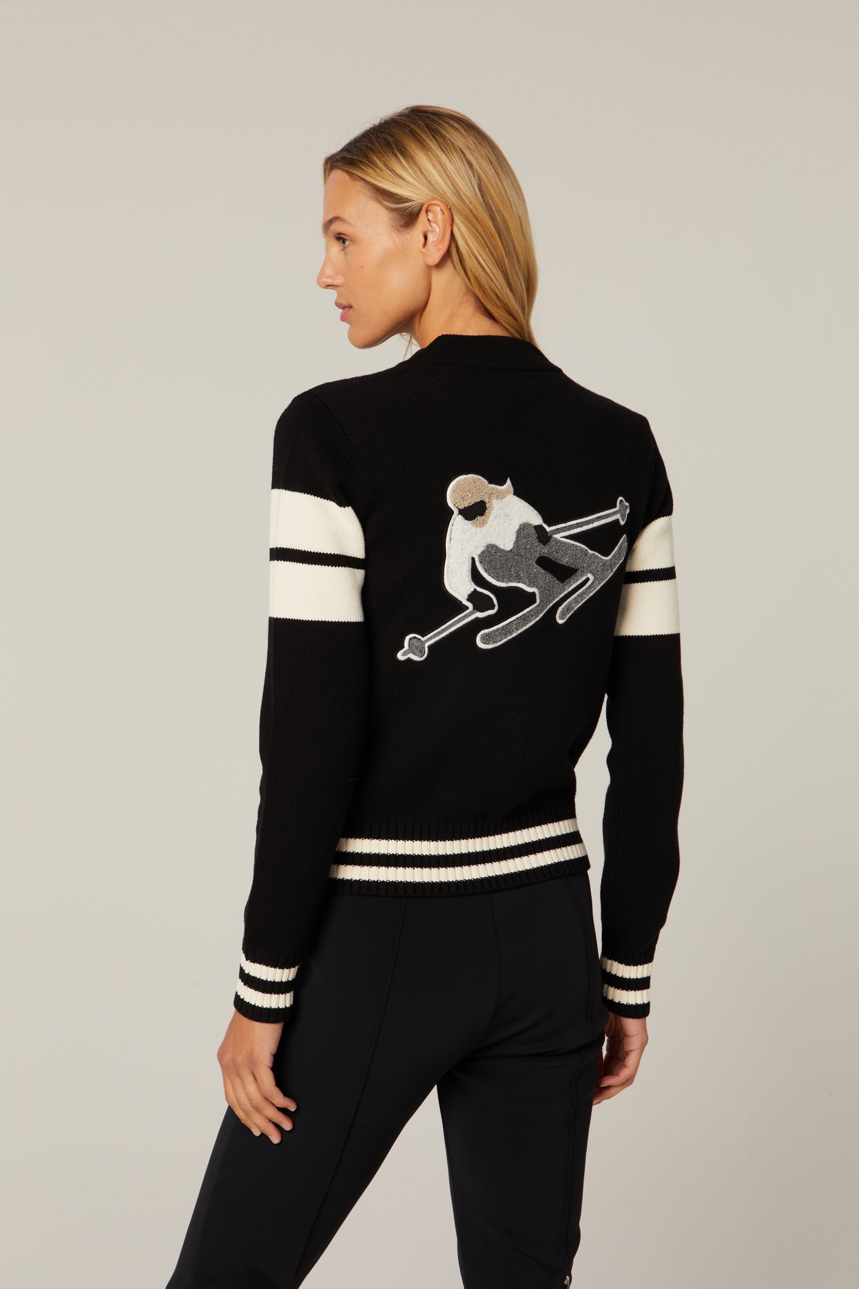 Model wearing Alp N Rock - Rory Full Zip Cardigan in Black - back.