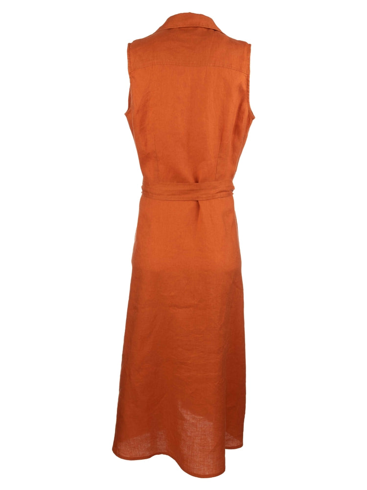 Kut from the Kloth - Bowtie-Btn Down A Line Slvless Dress in Orange - back.