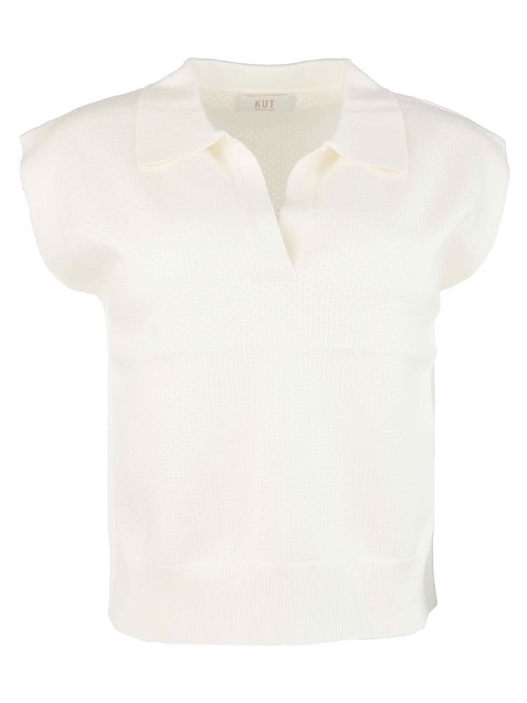 Kut from the Kloth - Blanche Pullover Collar Knit Sweater Vest in White.