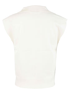 Kut from the Kloth - Blanche Pullover Collar Knit Sweater Vest in White - back.