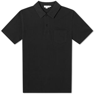 Sunspel Riviera Polo Shirt Black.