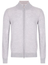 Load image into Gallery viewer, Gran Sasso - Full Zip Pima Cotton Cardigan Sweater in Light Grey.
