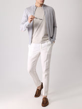 Load image into Gallery viewer, Model wearing Gran Sasso - Full Zip Pima Cotton Cardigan Sweater in Light Grey.
