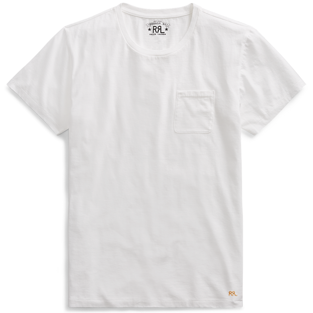 RRL cotton jersey pocket t-shirt in white.