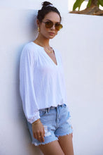 Load image into Gallery viewer, Model wearing LA Made - Dreamy Bohemian L/S Tee in White.
