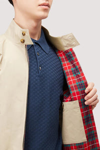 Model wearing Baracuta - G9 Harrington Jacket in Natural.