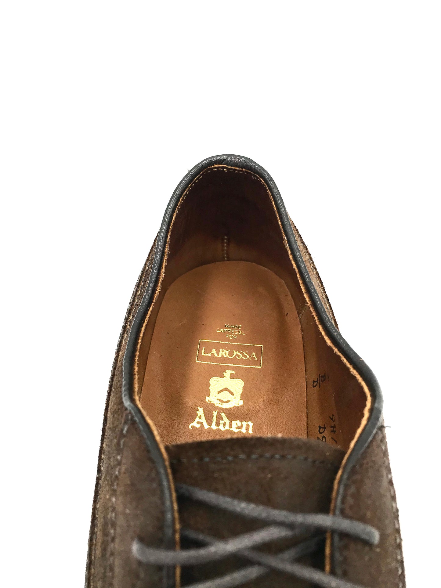 LaRossa Shoe and Alden mocc toe speical make up in tobacco chamois.