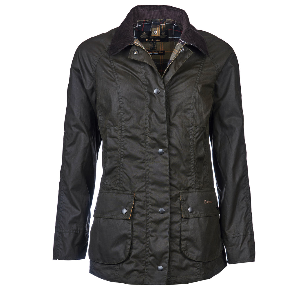 Barbour Beadnell wax jacket in olive.