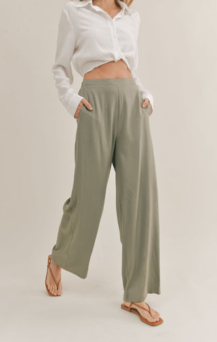 Model wearing Sadie & Sage - Lighthouse Pants in Olive.