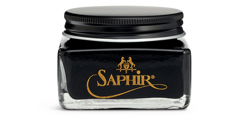 Saphir black shell cordovan shoe cream.