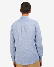 Load image into Gallery viewer, Model wearing Barbour Linton Tailored Shirt in Navy - back.
