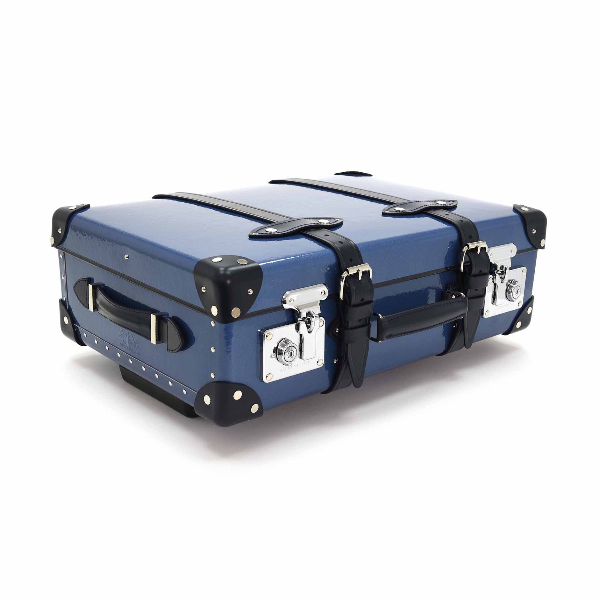 Globe-Trotter Deluxe 20" Trolley Case in Sapphire Blue.