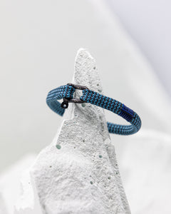 Pig & Hen Vicious Vik Bracelet in blue and slate gray with black buckle.