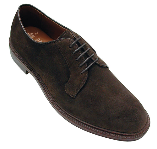 Alden 9503 plain toe shoe in dark brown suede.
