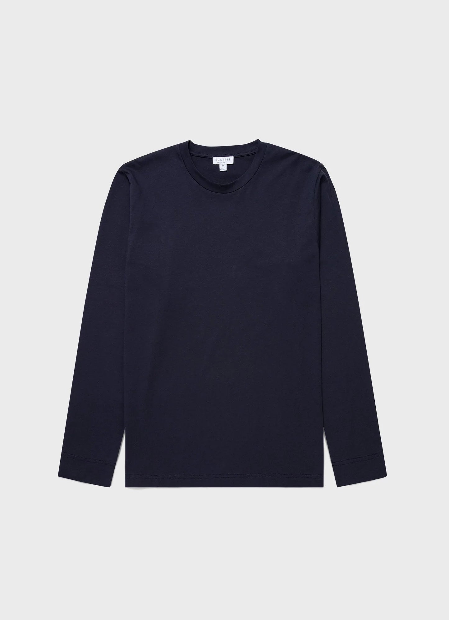 Sunspel - Riviera LS Crew Neck Supima Cotton T-shirt in Navy.
