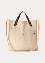 Load image into Gallery viewer, RRL canvas logo market tote in greige.
