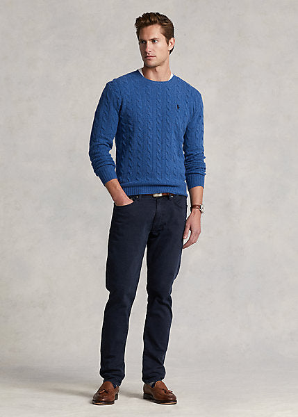 Model wearing POLO Ralph Lauren - Sullivan Slim Knitlike Chino Pant in Avaitor Navy.