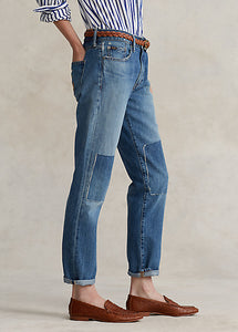 Model wearing Polo Ralph Lauren Avery Boyfriend Jean in King Wash.