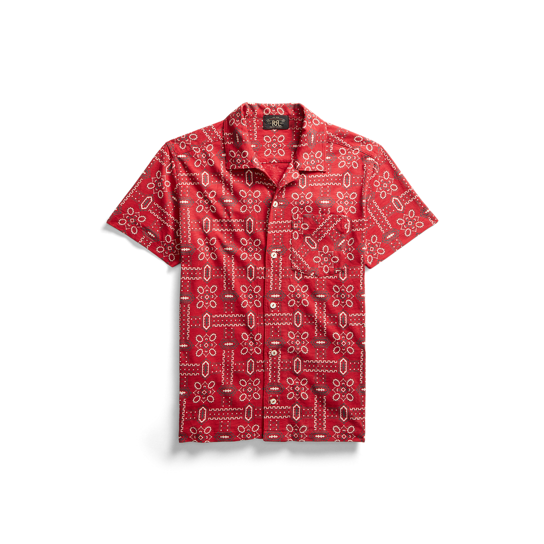 RRL - Short-Sleeve Slub Jersey Cabana Camp Button-Down Knit Shirt