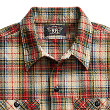 Load image into Gallery viewer, RRL - Long-Sleeve Cotton Plain Weave Tartan Plaid Universal Camp Shirt in Cream Multi.
