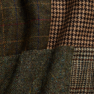 RRL - Long-Sleeve Wool Magee Tweed Patchwork Townsend Overshirt w/ Quilted Lining in Tan/Multi.