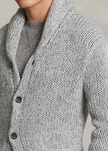 Load image into Gallery viewer, Model wearing POLO Ralph Lauren - Cashmere Shawl-Collar Cardigan in Grey Multi.
