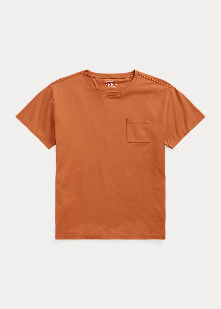 RRL - Garment-Dyed Pocket T-Shirt in Orange.