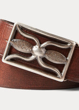 Load image into Gallery viewer, RRL - Leather Hawkins Belt with Metal Buckle in Vintage Brown.
