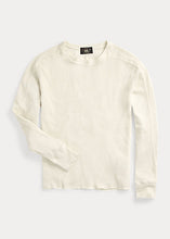 Load image into Gallery viewer, RRL - Textured Cotton Crewneck Waffle Knit Shirt in Paper White.
