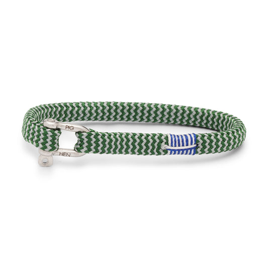 Pig & Hen Vicious Vik Bracelet in green and light gray with silver buckle.